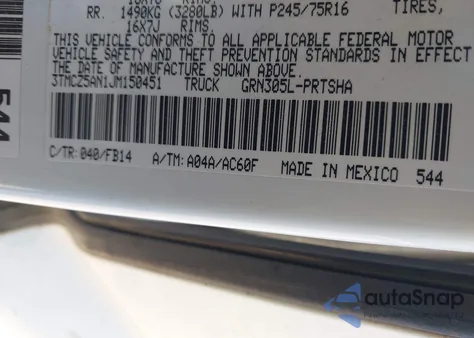 2018 Toyota Tacoma Sr V6 from USA, damaged, VIN 3TMCZ5AN1JM150451